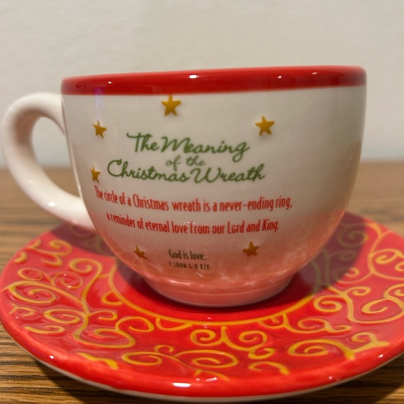 DaySpring The Meaning of Christmas Wreath Cup And Saucer - Picture 2 of 9